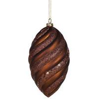 Vickerman 8" Chocolate Matte Glitter Swirl Drop Ornament
