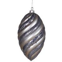 Vickerman 8" Pewter Matte Glitter Swirl Drop Ornament