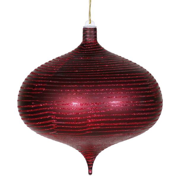 8" Burgundy Matte Glitter Onion Ornament