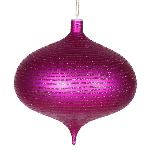 8" Cerise Matte Glitter Onion Ornament