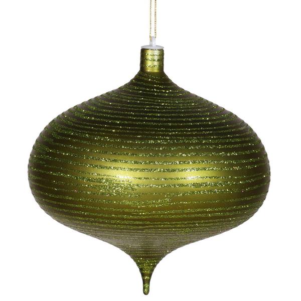 8" Dark Olive Matte Glitter Onion Ornament