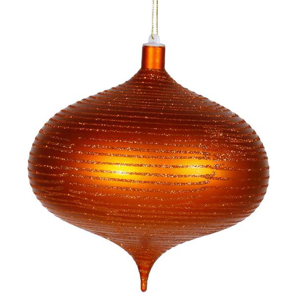 8" Burnished Orange Matte Glitter Onion Ornament
