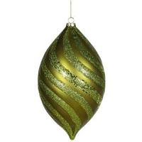 Vickerman 10.5" Dark Olive Matte Glitter Spiral Drop Ornament