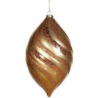 Vickerman 10.5" Antique Gold Matte Glitter Spiral Drop Ornament