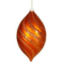 Vickerman 10.5" Burnished Orange Matte Glitter Spiral Drop Ornament