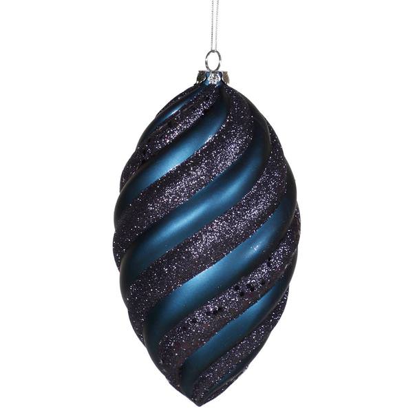 10.5" Sea Blue Matte Glitter Spiral Drop Ornament