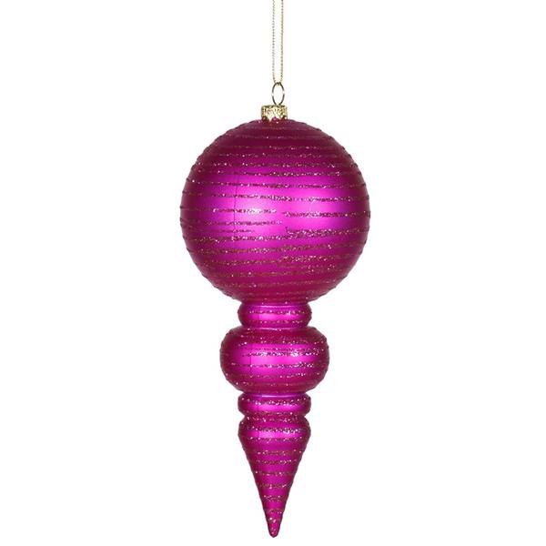 7" Cerise Matte Glitter Finial Ornament