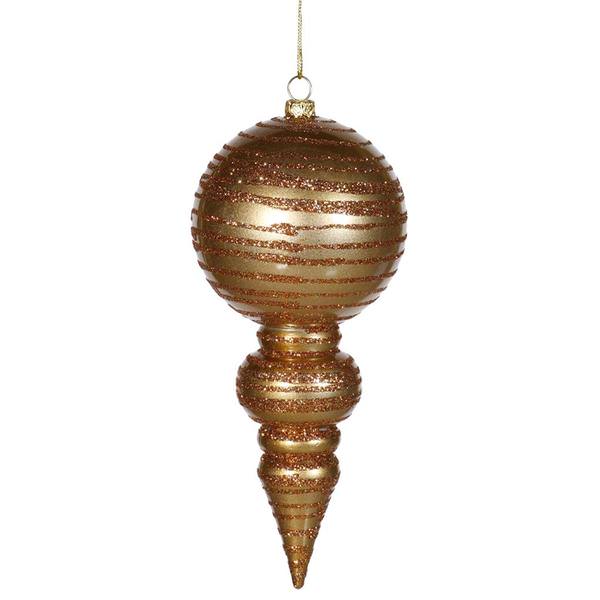 7" Antique Gold Matte Glitter Finial Ornament