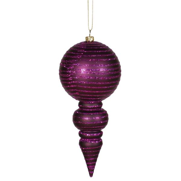 7" Plum Matte Glitter Finial Ornament