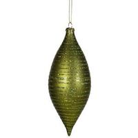 Vickerman 7" Dark Olive Matte Glitter Drop Ornament