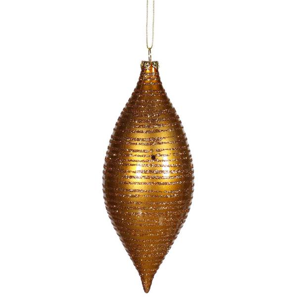 7" Antique Gold Matte Glitter Drop Ornament