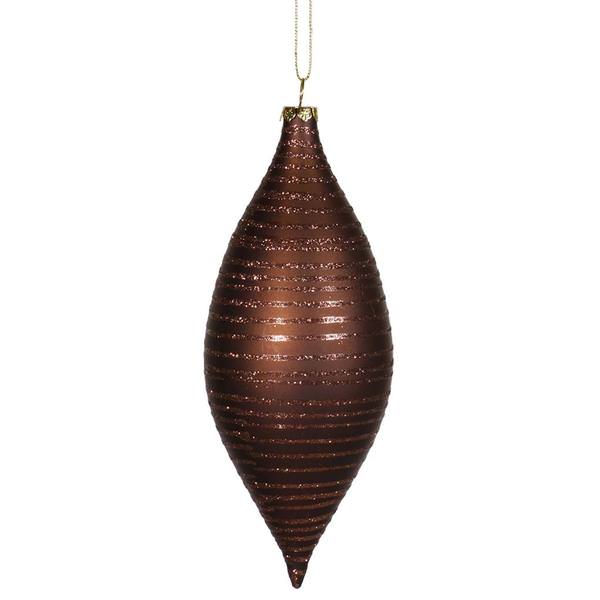 7" Chocolate Matte Glitter Drop Ornament