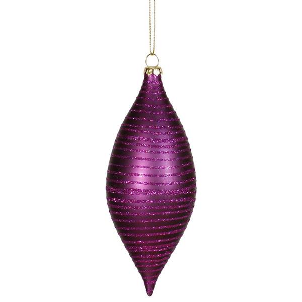 7" Plum Drop Matte Glitter Ornament