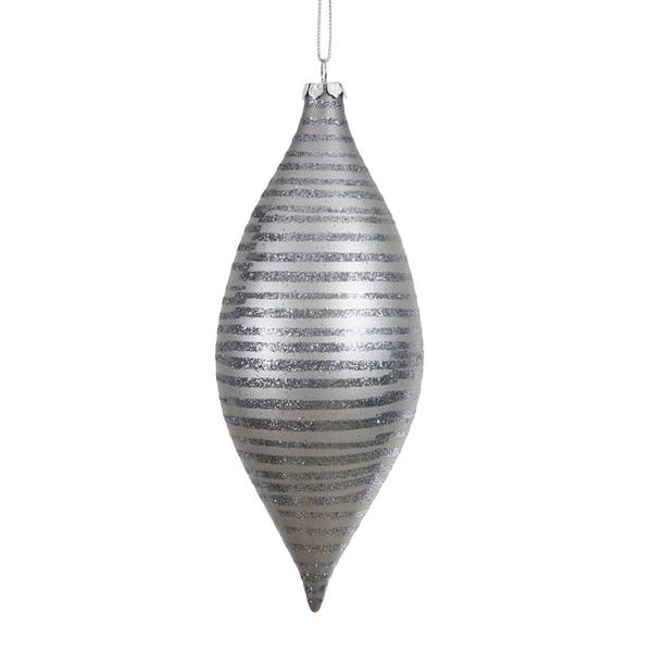7" Pewter Matte Glitter Drop Ornament