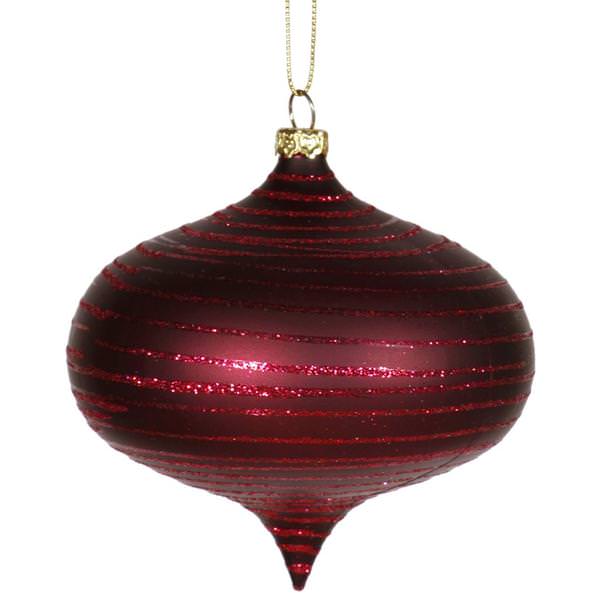 4" Burgundy Matte Glitter Onion Ornament