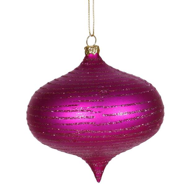 4" Cerise Matte Glitter Onion Ornament