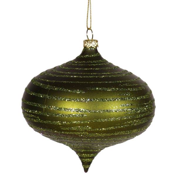 4" Dark Olive Matte Glitter Onion Ornament