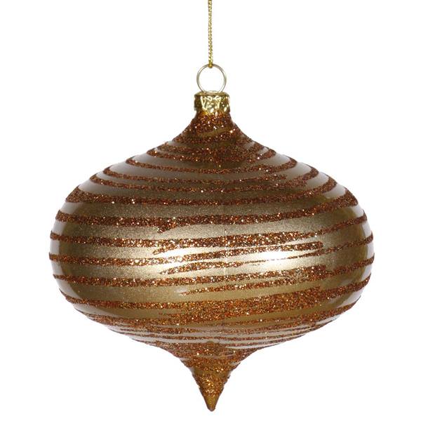 4" Antique Gold Matte Glitter Onion Ornament