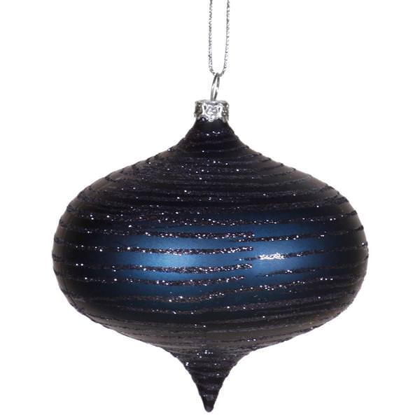 4" Sea Blue Matte Glitter Onion Ornament