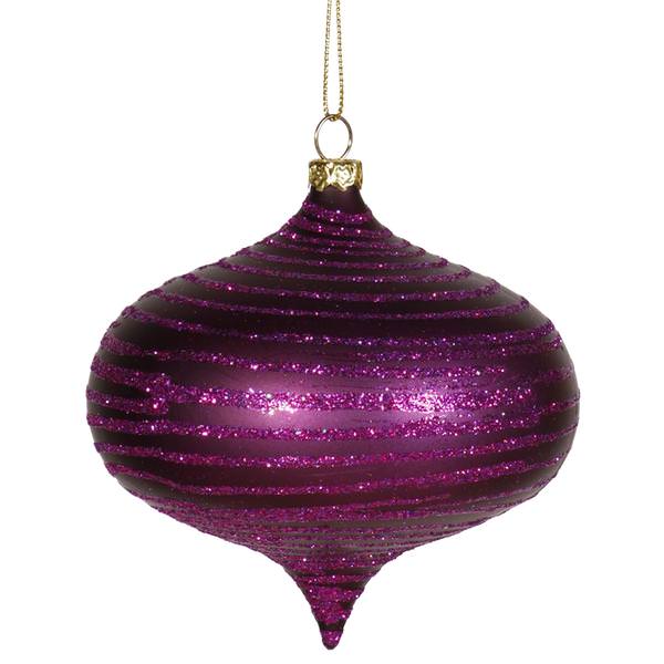 4" Plum Matte Glitter Onion Ornament