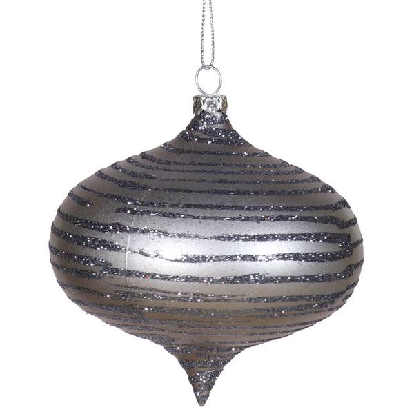 4" Pewter Matte Glitter Onion Ornament