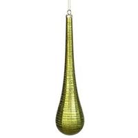 Vickerman 12" Dark Olive Matte Glitter Teardrop Ornament