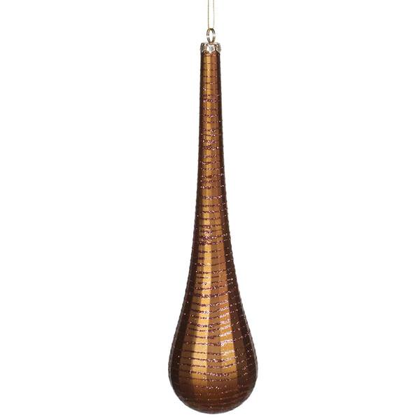 12" Chocolate Matte Glitter Teardrop Ornament