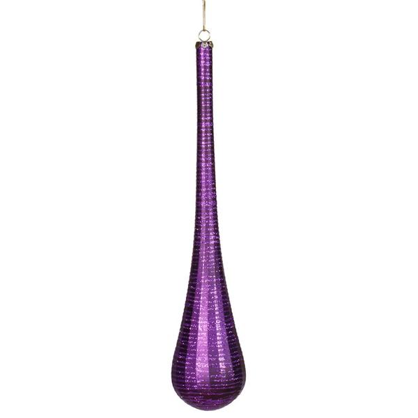 16.5" Purple Matte-Glitter Teardrop Ornament