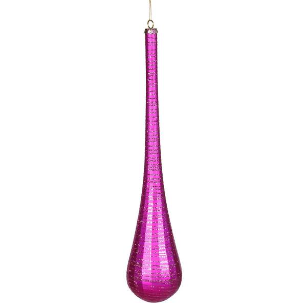 16.5" Cerise Matte-Glitter Teardrop Ornament