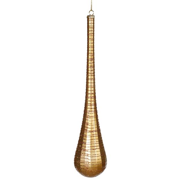 16.5" Antique Gold Matte Glitter Teardrop Ornament