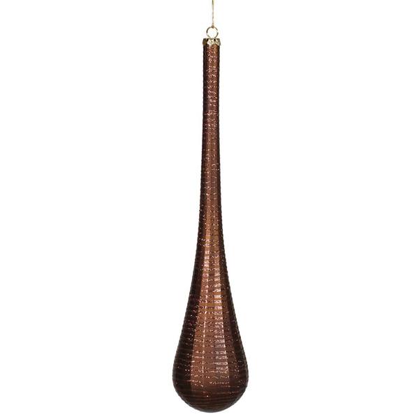 16.5" Chocolate Matte Glitter Teardrop Ornament