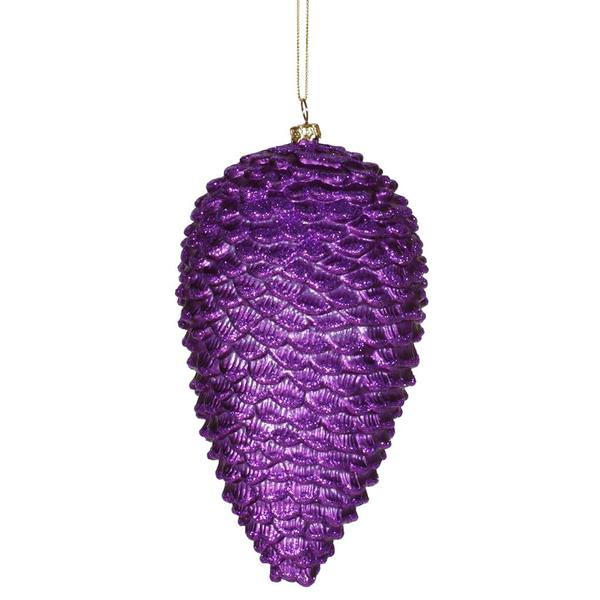 7" Purple Matte-Glitter Pinecone Ornament
