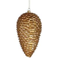 Vickerman 7" Antique Gold Matte Glitter Pine Cone Ornament
