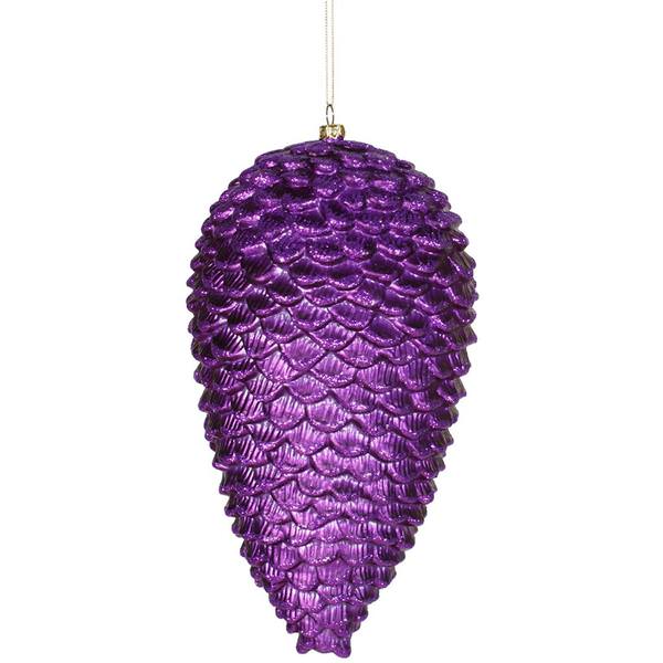 10" Purple Matte Glitter Pine Cone Ornament