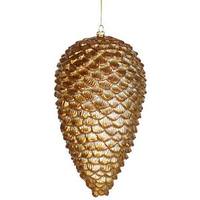 Vickerman 10" Antique Gold Matte Glitter Pine Cone Ornament