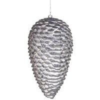 Vickerman 10" Pewter Matte Glitter Pine Cone Ornament
