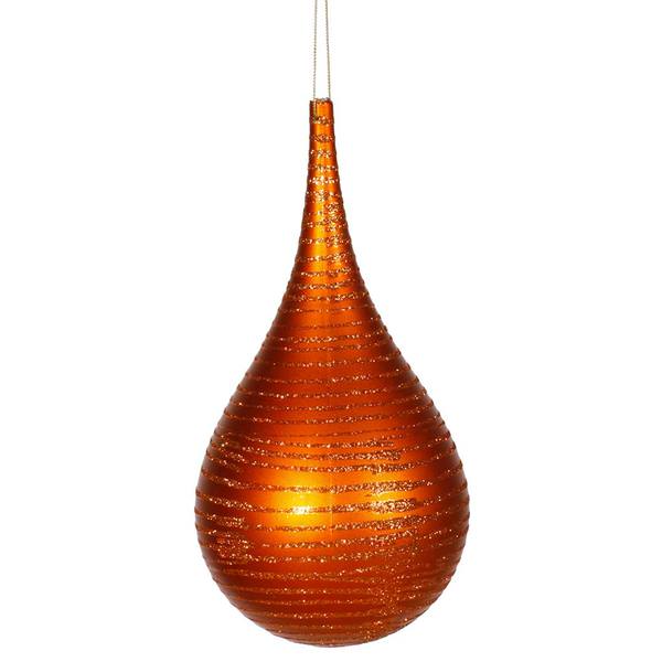 4" Burnished Orange Matte Glitter Onion Drop Ornament
