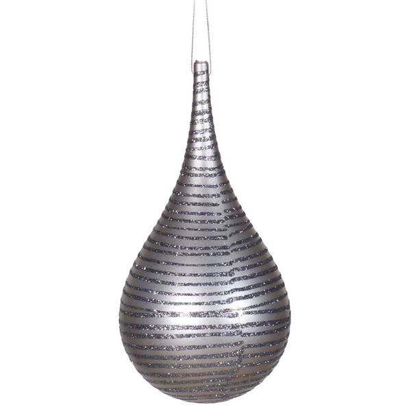 4" Pewter Matte Glitter Onion Drop Ornament