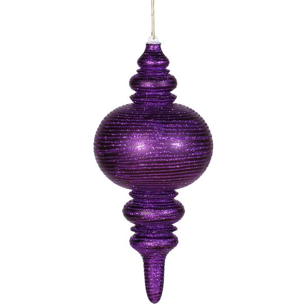 13" Purple Matte Glitter Finial Ornament