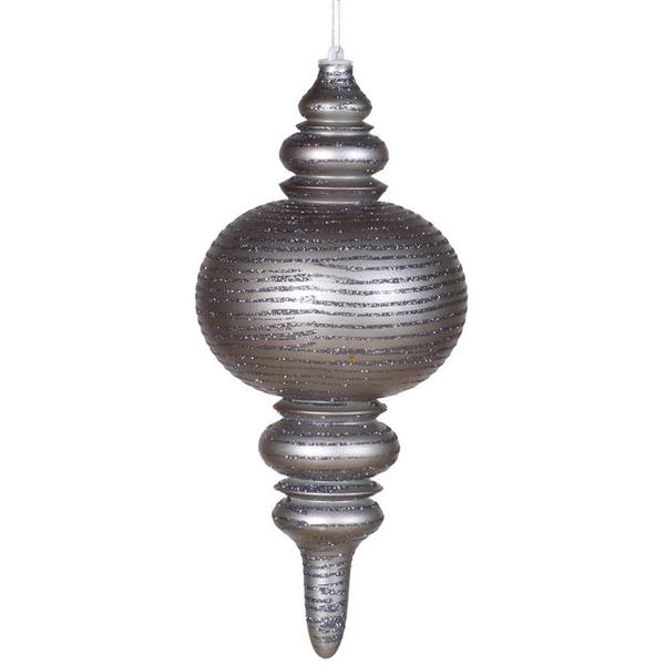 13" Pewter Matte Glitter Finial Ornament