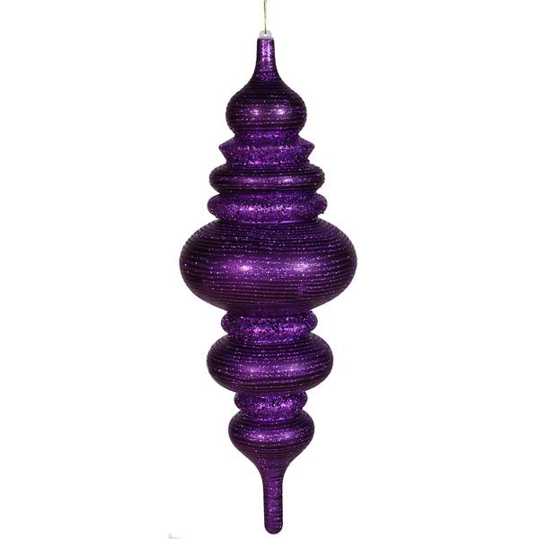 23" Purple Matte Glitter Finial Ornament