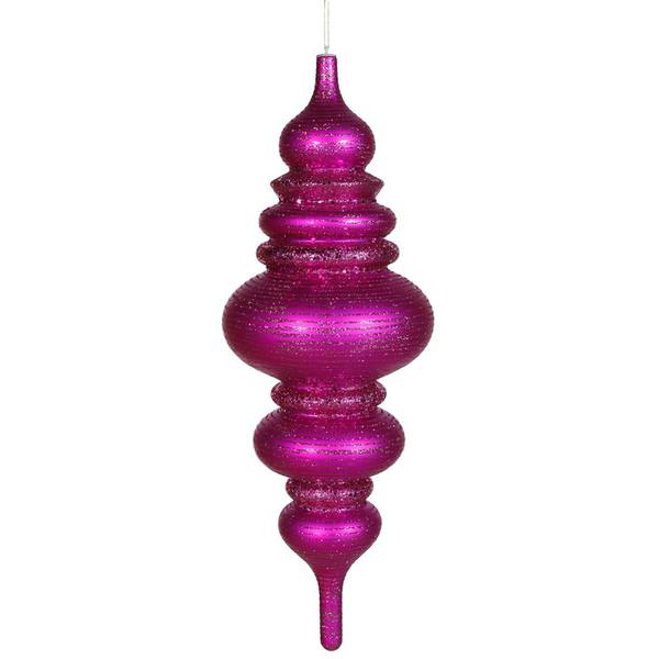 23" Cerise Matte Glitter Brushed Finial Ornament
