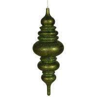 Vickerman 23" Dark Olive Matte Glitter Brushed Finial Ornament