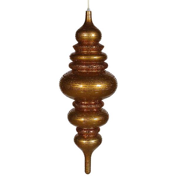 23" Antique Gold Matte Glitter Brushed Finial Ornament