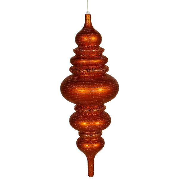 23" Burnished Orange Matte Glitter Brushed Finial Ornament