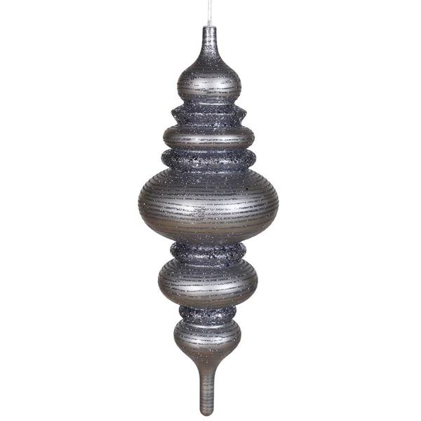 23" Pewter Matte Glitter Brushed Finial Ornament