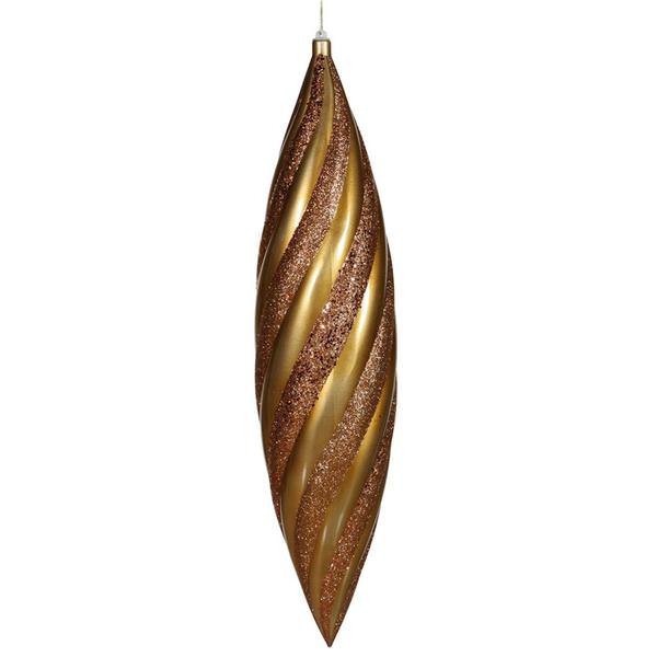 25" Antique Gold Matte Glitter Swirl Drop Ornament