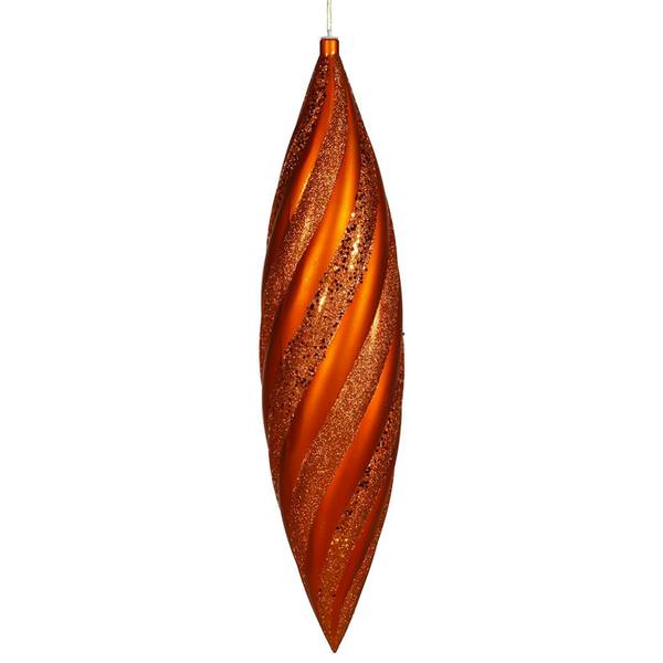 25" Burnished Orange Matte Glitter Swirl Drop Ornament