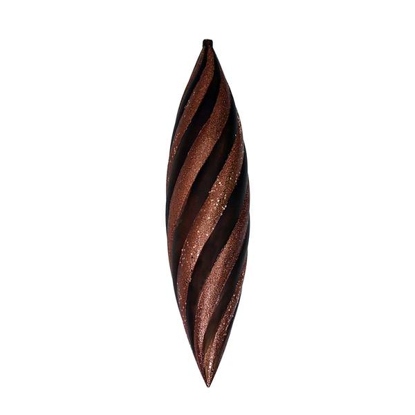 25" Chocolate Matte Glitter Swirl Drop Ornament