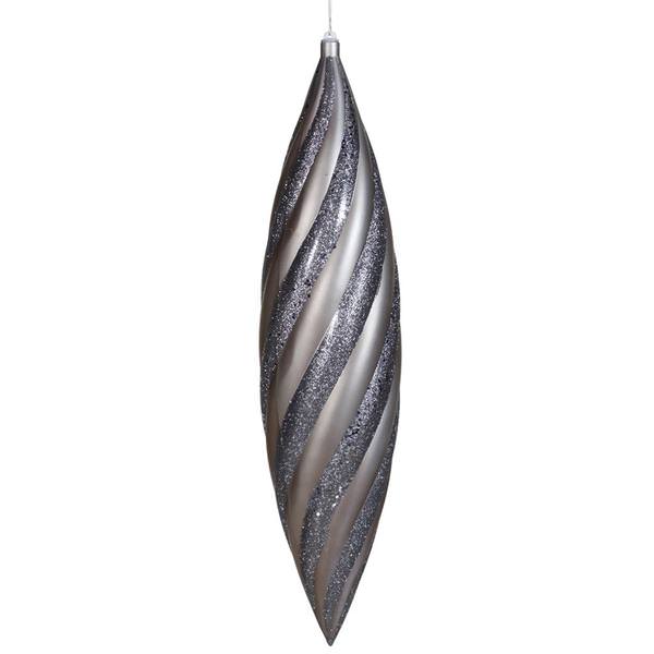 25" Pewter Matte Glitter Swirl Drop Ornament